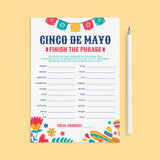 Printable Cinco de Mayo Party Game Finish The Phrase by LittleSizzle