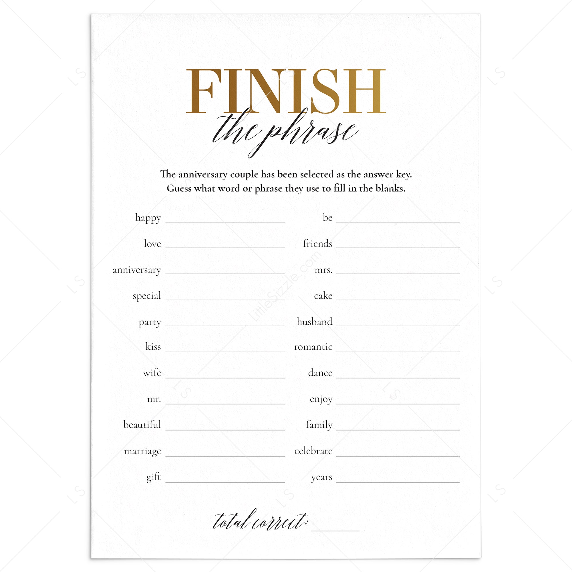 Golden Anniversary Party Icebreaker Game Printable by LittleSizzle