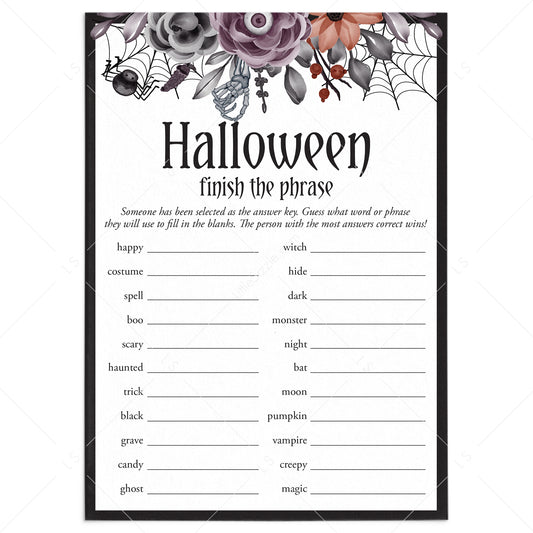 Floral Halloween Ladies Night Game Finish The Phrase by LittleSizzle