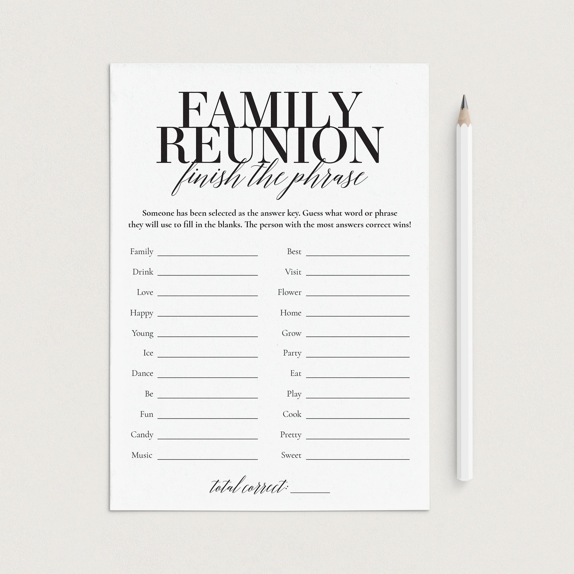 Family Reunion Party Game Finish The Phrase by LittleSizzle