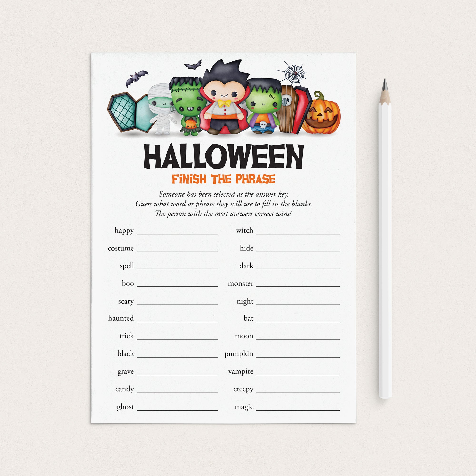 Fun Halloween Family Groups Game Finish The Phrase by LittleSizzle