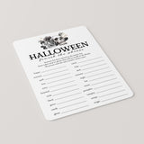 Adult Halloween Party Game for Groups Printable