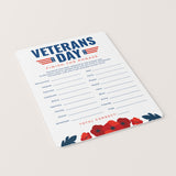 Veterans Day Group Activity Printable Finish The Phrase