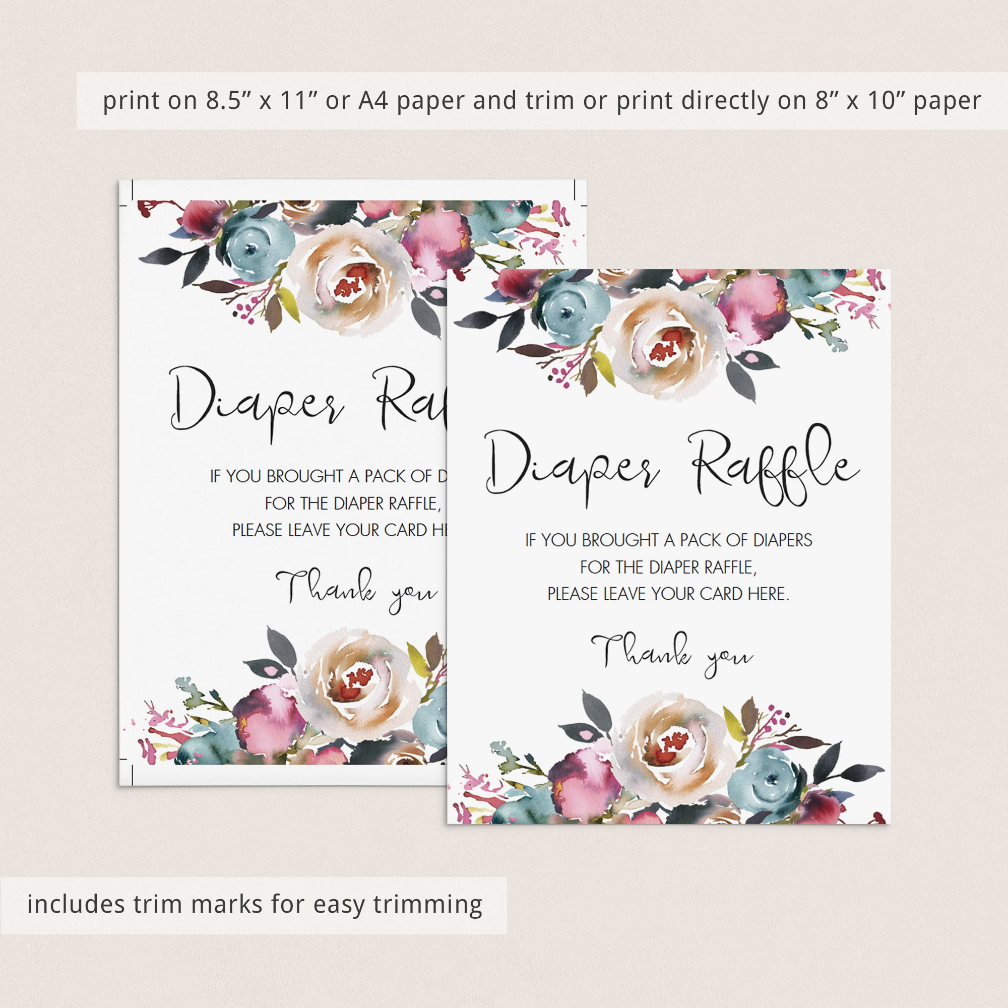 Diaper raffle template for bohemian baby sprinkle by LittleSizzle