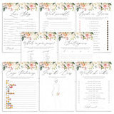 Blush roses bridal shower games package printable
