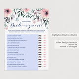 Bride or Groom Bridal Shower Games Cards Template