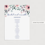 Printable Bridal Word Scramble Game Cards Floral