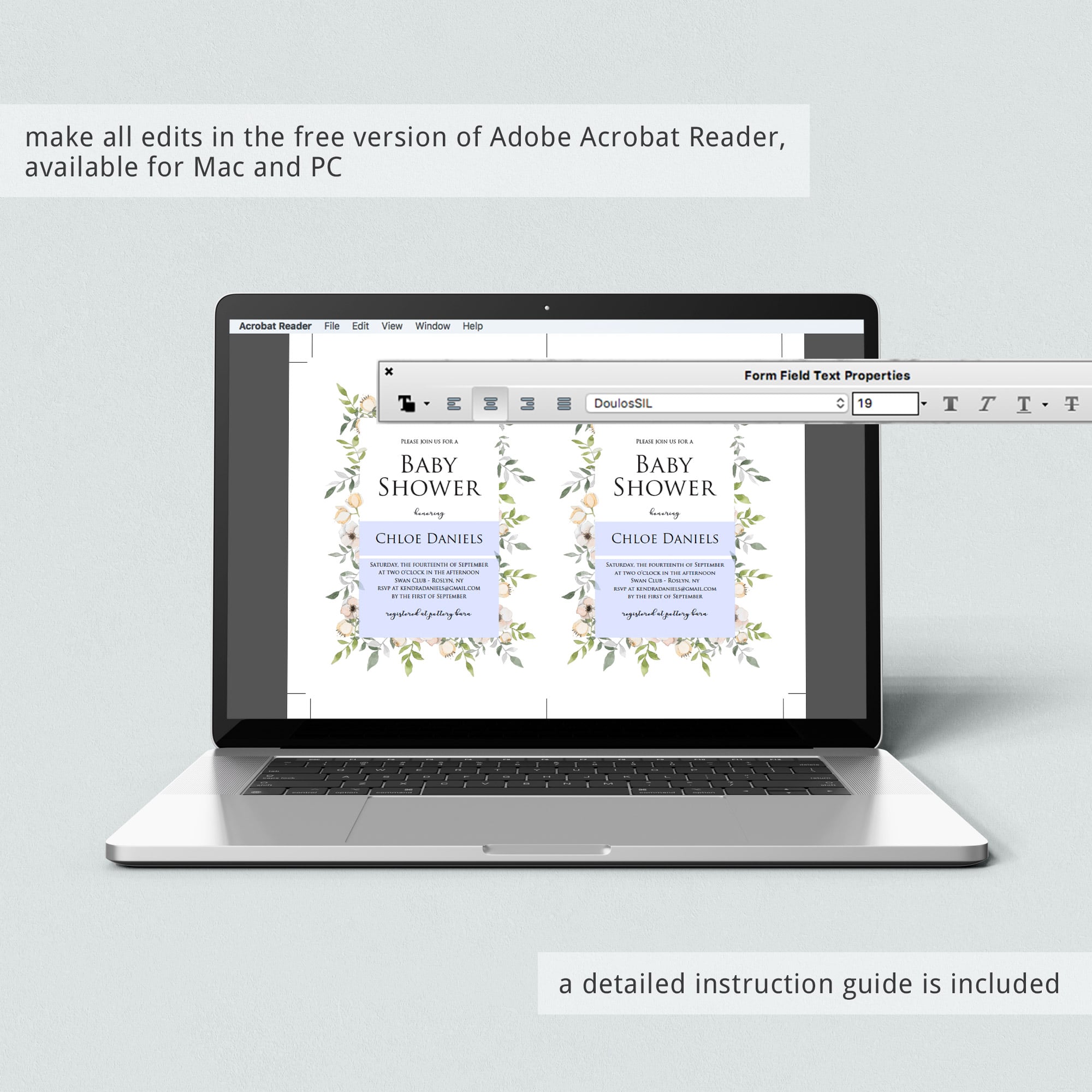 Custom baby shower invite with watercolor florals by LittleSizzle