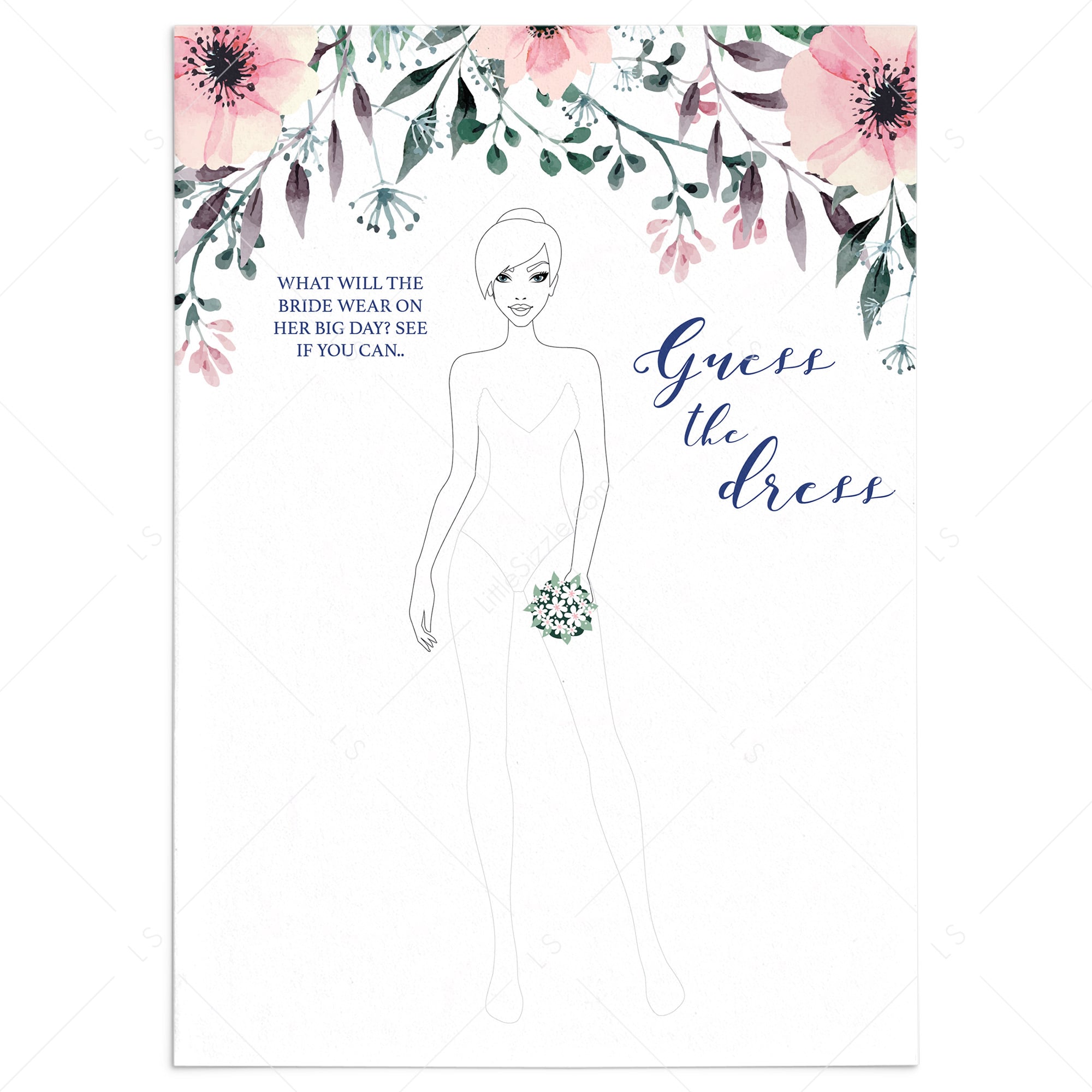 Draw the Dress Bridal Shower Game Digital Download by LittleSizzle