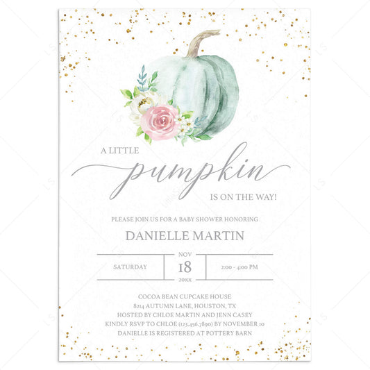 Watercolor Pumpkin Baby Shower Invitation Gender Neutral by LittleSizzle