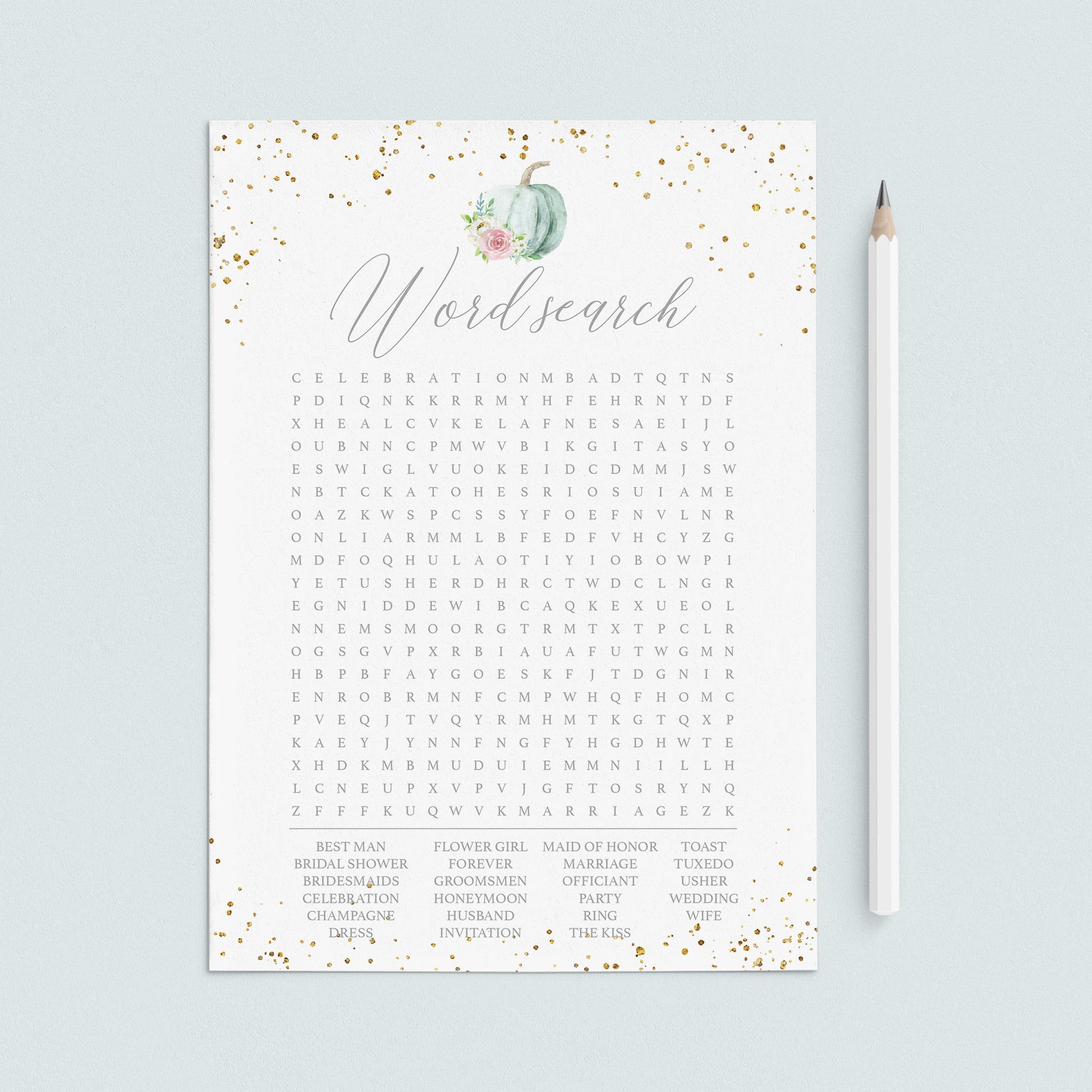 Fall Wedding Shower Word Search Game with Answer Key by LittleSizzle