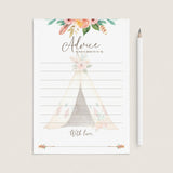 Tribal Baby Shower Advice Cards for New Parents by LittleSizzle