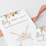 Baby Alphabet Game Printable Pink Watercolor Flowers