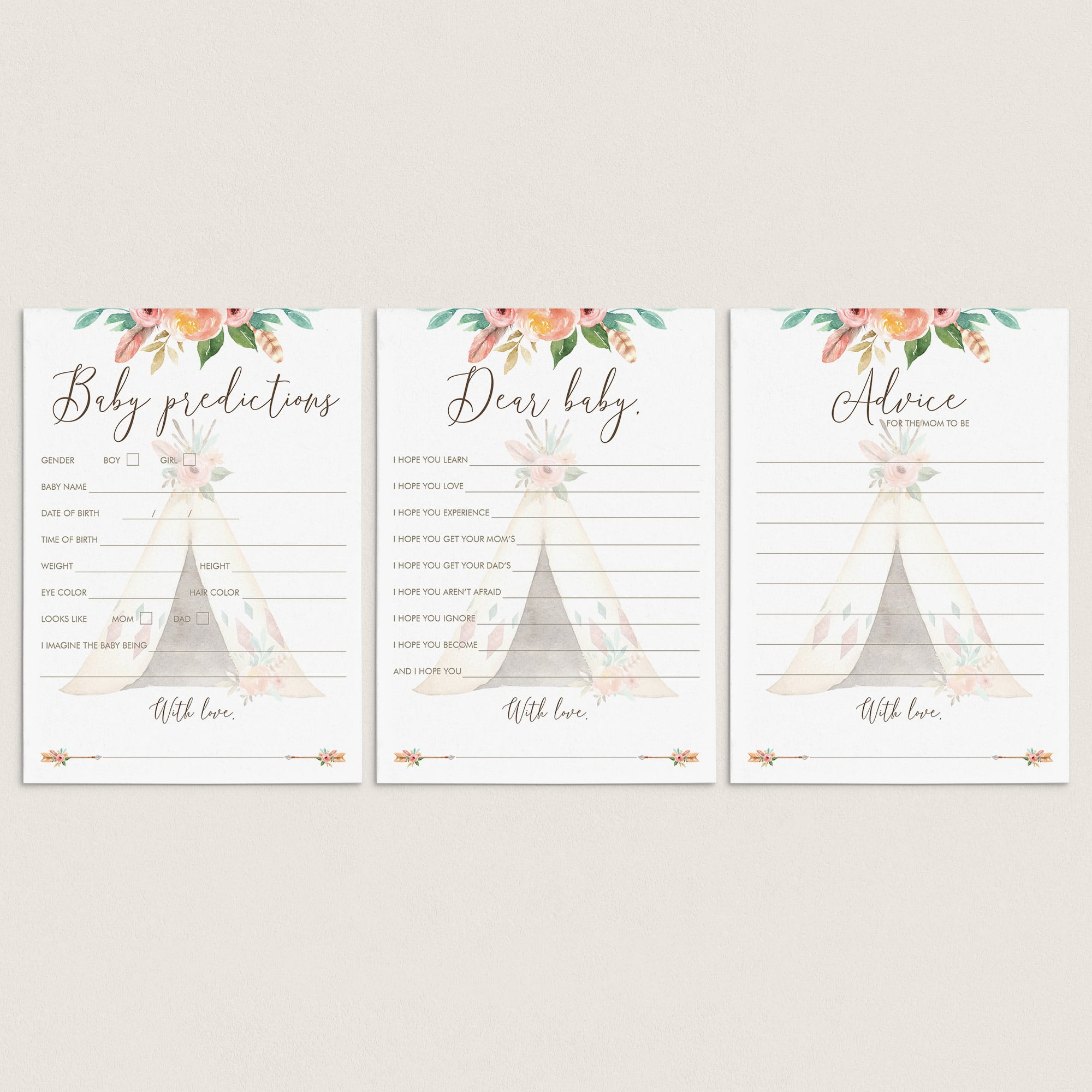 Teepee Baby Shower Games and Keepsakes Bundle by LittleSizzle