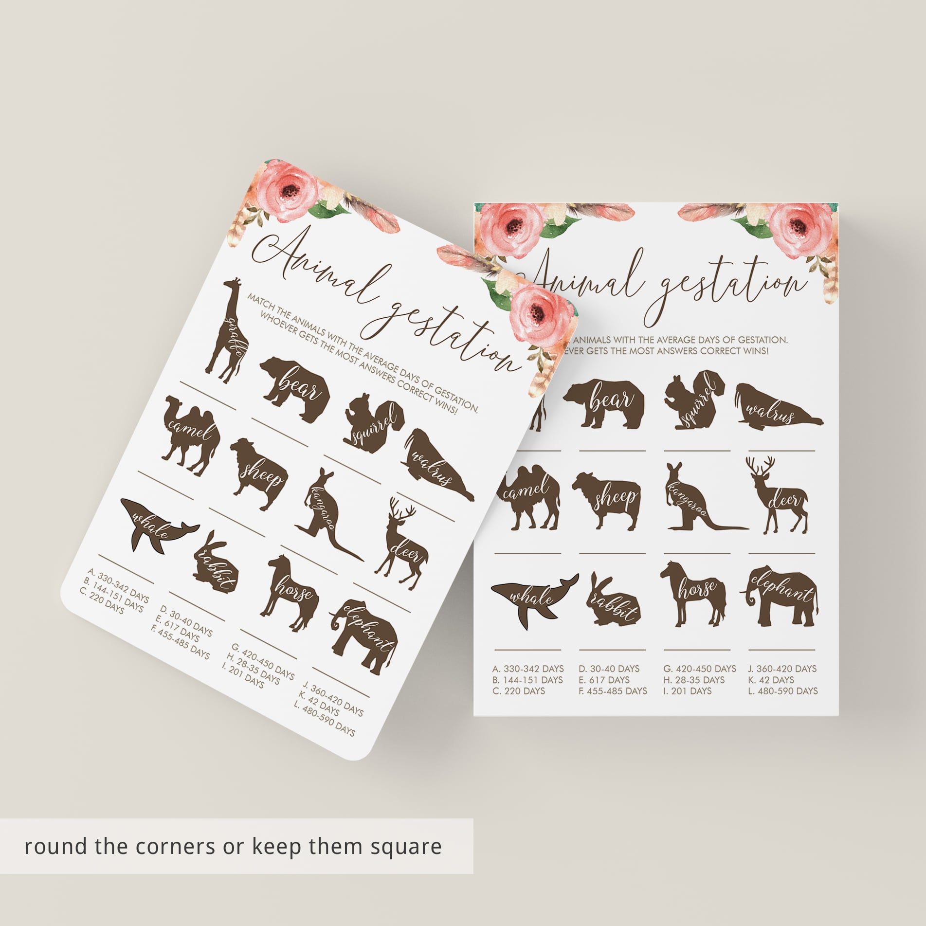 Girl baby shower funny animal pregnancy game by LittleSizzle