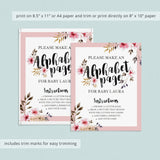 Alphabet Game Table Sign for Girl Baby Shower Printable