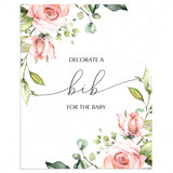 Floral baby shower mingling game decorate a bib station by LittleSizzle