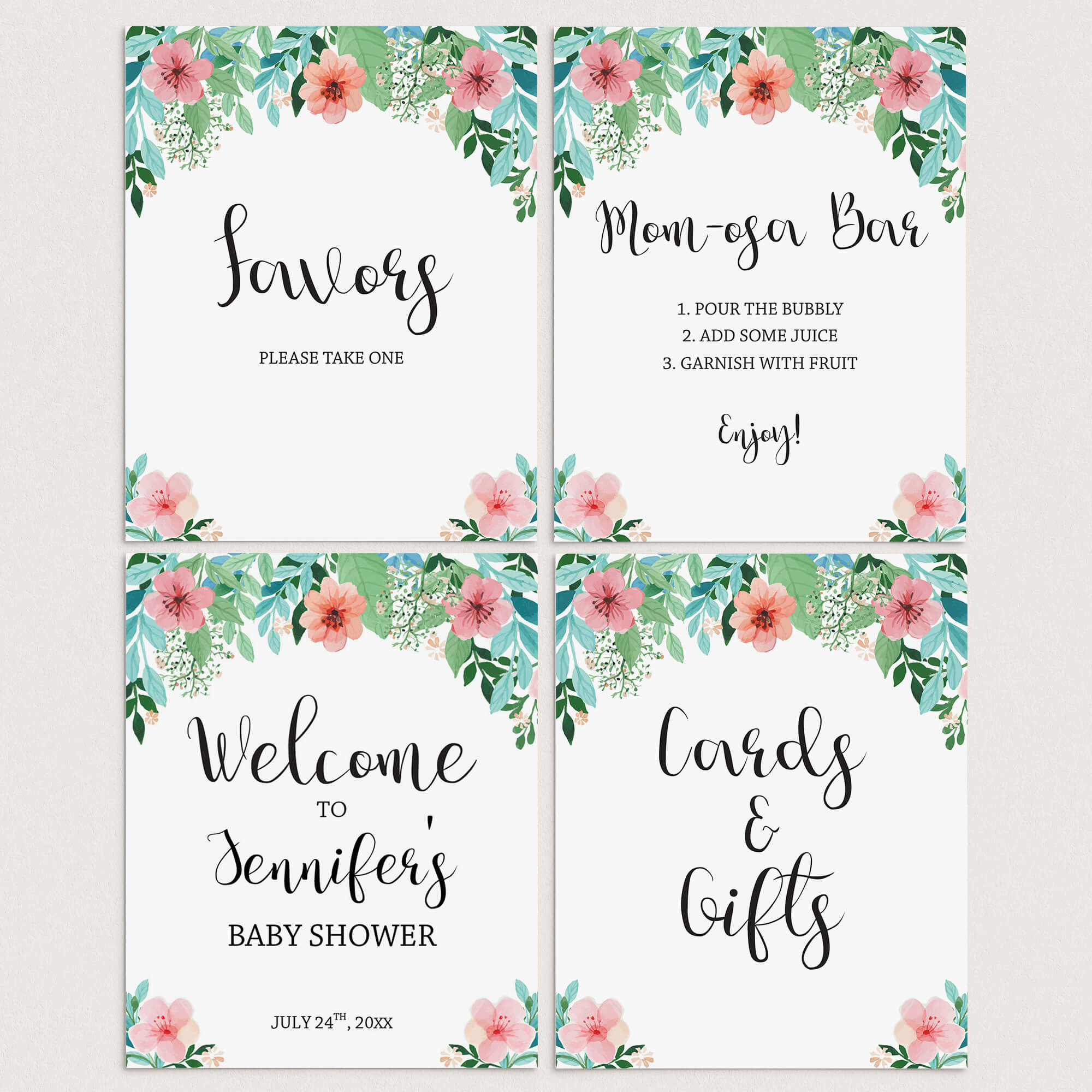 Floral Baby Shower Sign Pack Printable by LittleSizzle