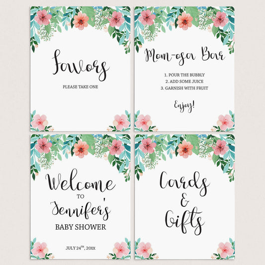 Floral Baby Shower Sign Pack Printable by LittleSizzle