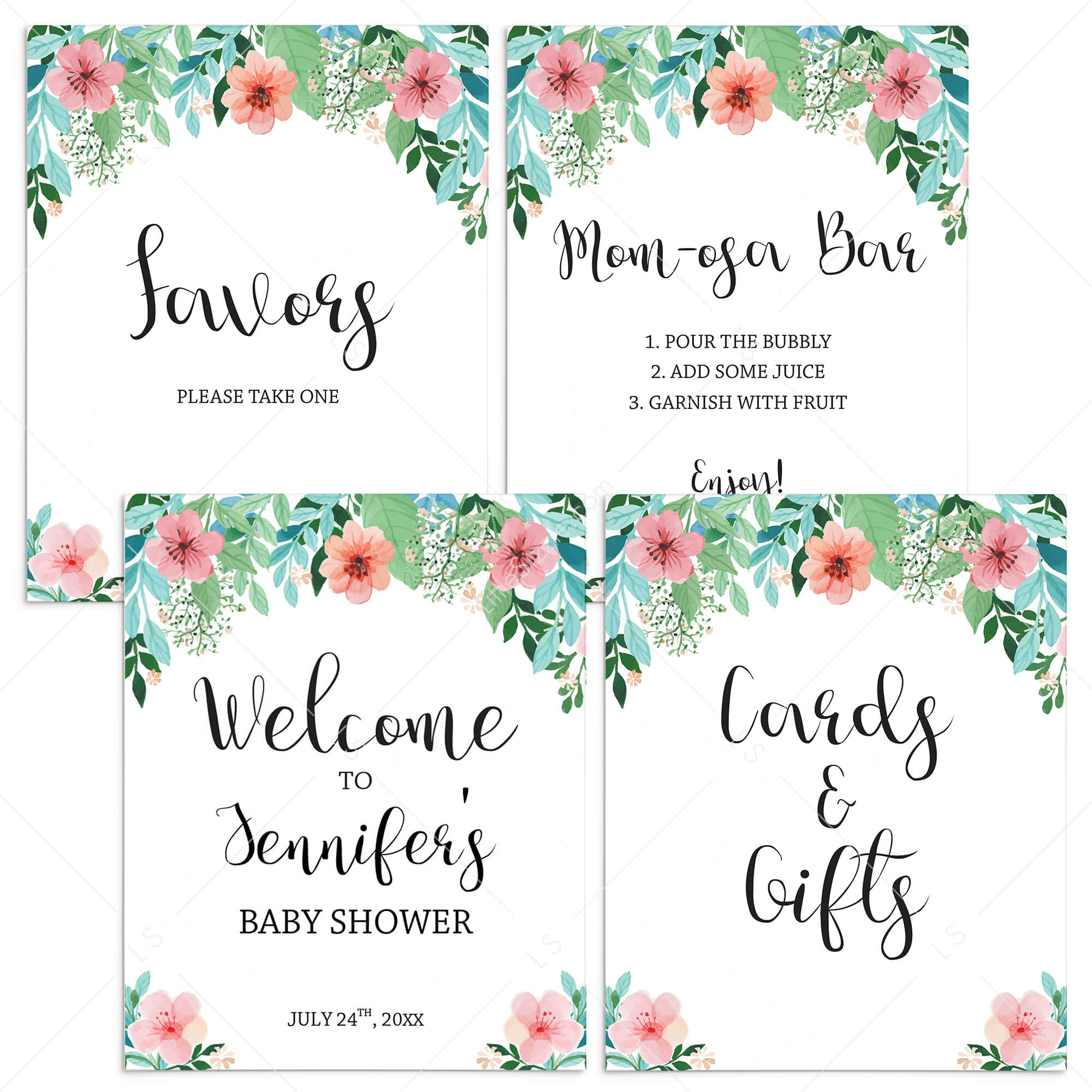 Floral Baby Shower Sign Pack Printable by LittleSizzle