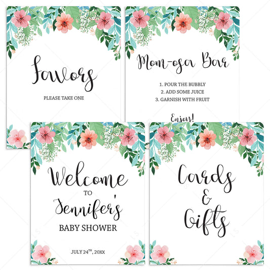 Floral Baby Shower Sign Pack Printable by LittleSizzle