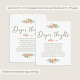 Diaper thoughts baby shower activity printable by LittleSizzle