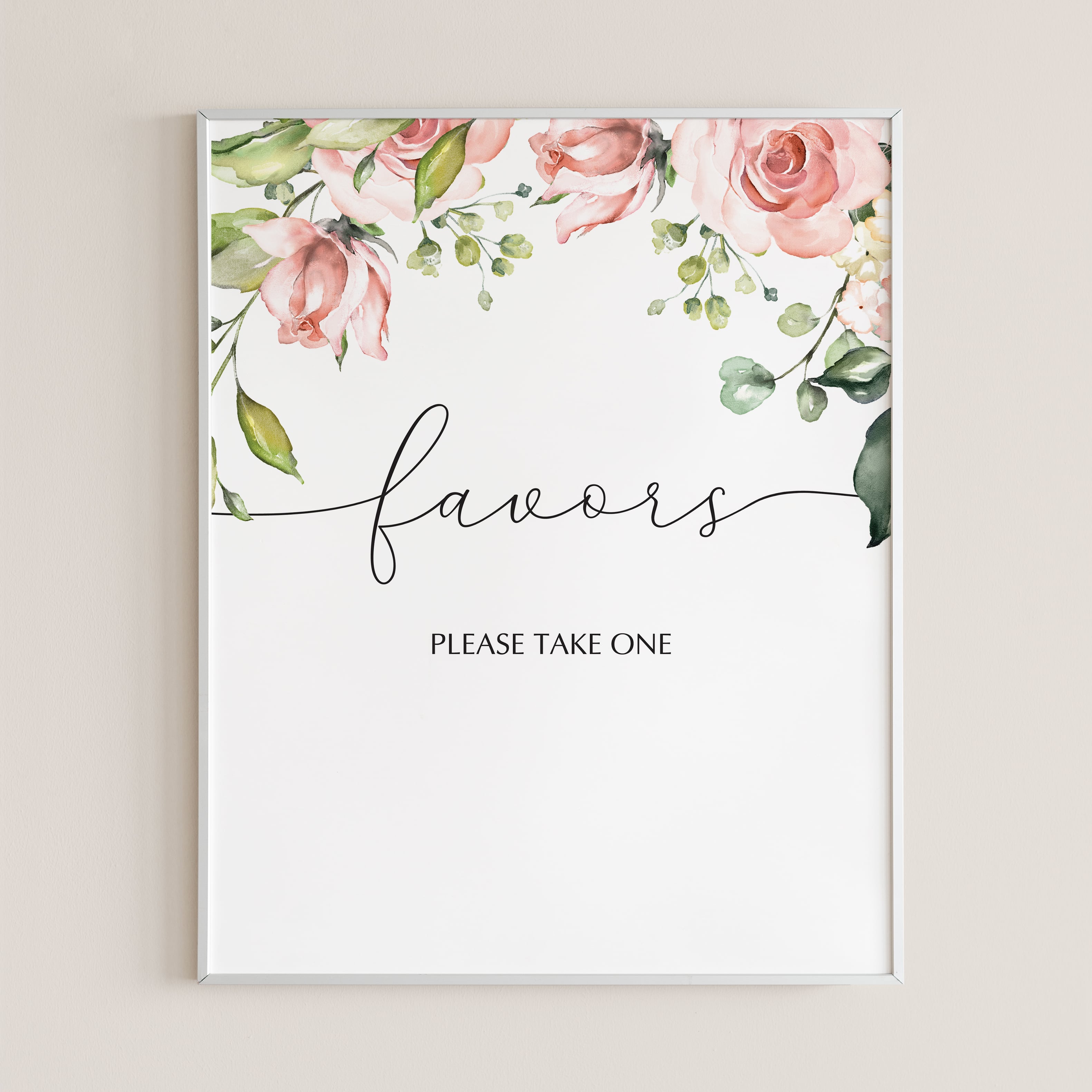 Blush floral printable table sign for favors by LittleSizzle