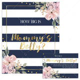 Gold floral and stripes baby shower game how big is mommys belly by LittleSizzle