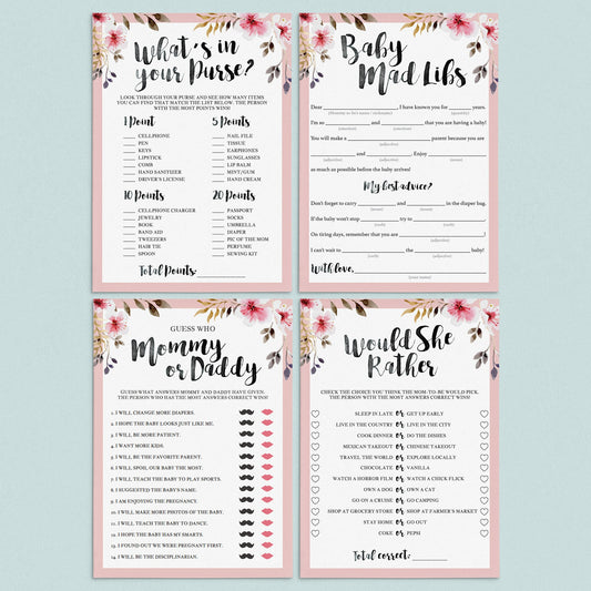 Florals baby shower games printable package by LittleSizzle