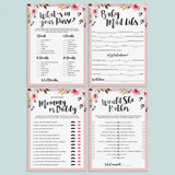 Florals baby shower games printable package by LittleSizzle