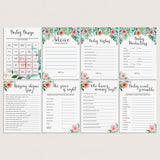 Floral printable baby shower games by LittleSizzle
