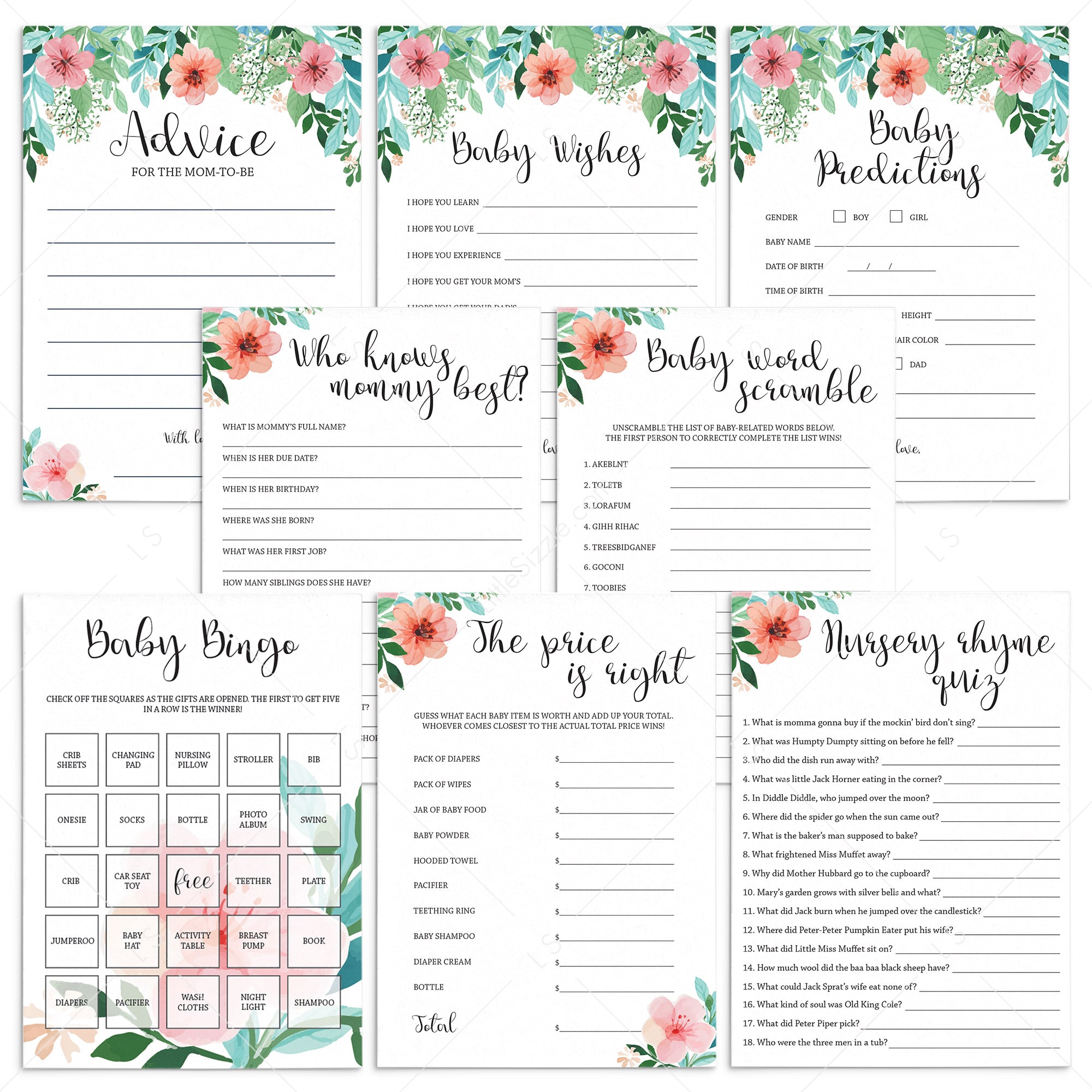 Sprinkle Baby Shower Games, Printable PDF - My Party Design