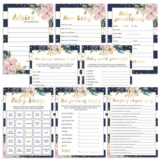 Floral baby shower game bundle for girl by LittleSizzle