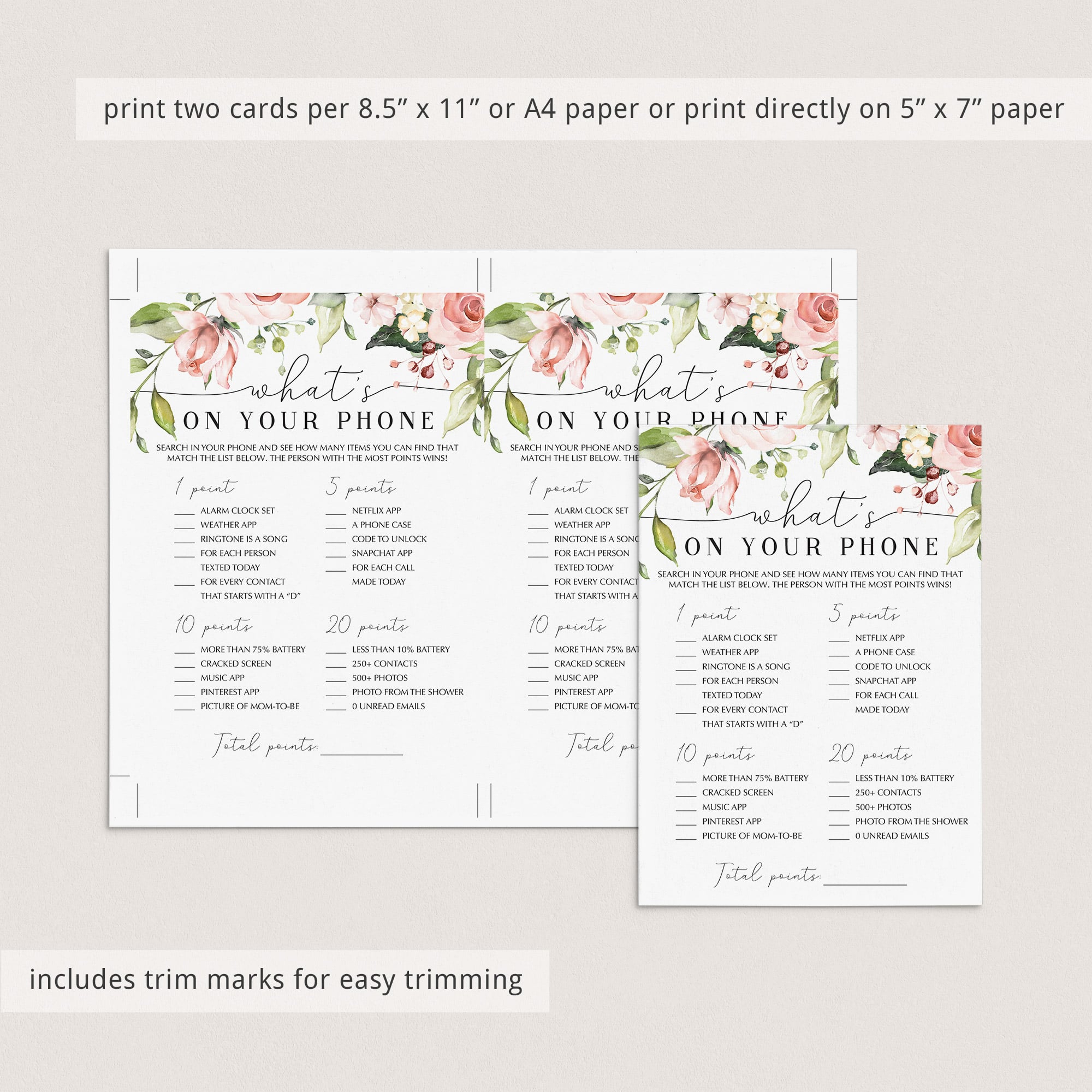 Blush baby shower game whats on your phone by LittleSizzle