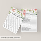 Blush Baby Shower Nursery Rhyme Quiz Game Printable & Virtual