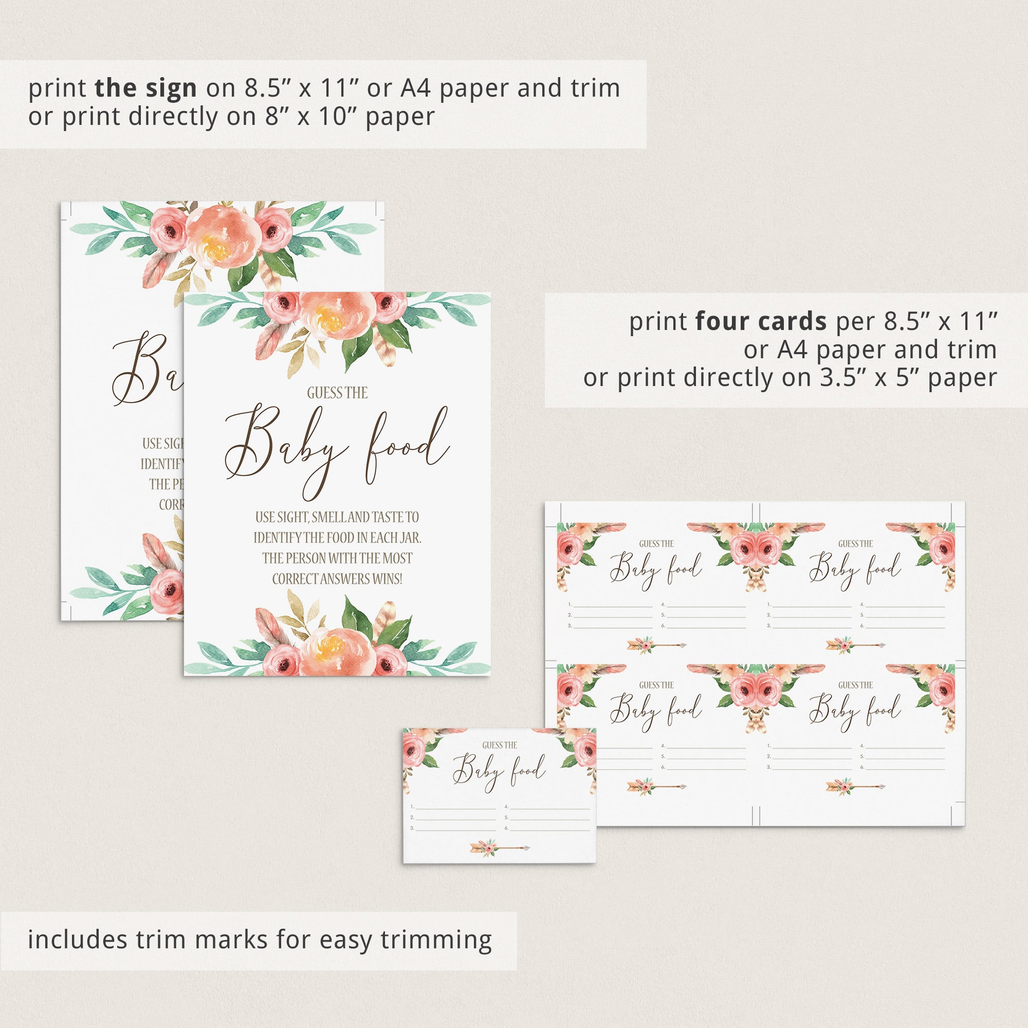 Floral baby shower guessing games by LittleSizzle