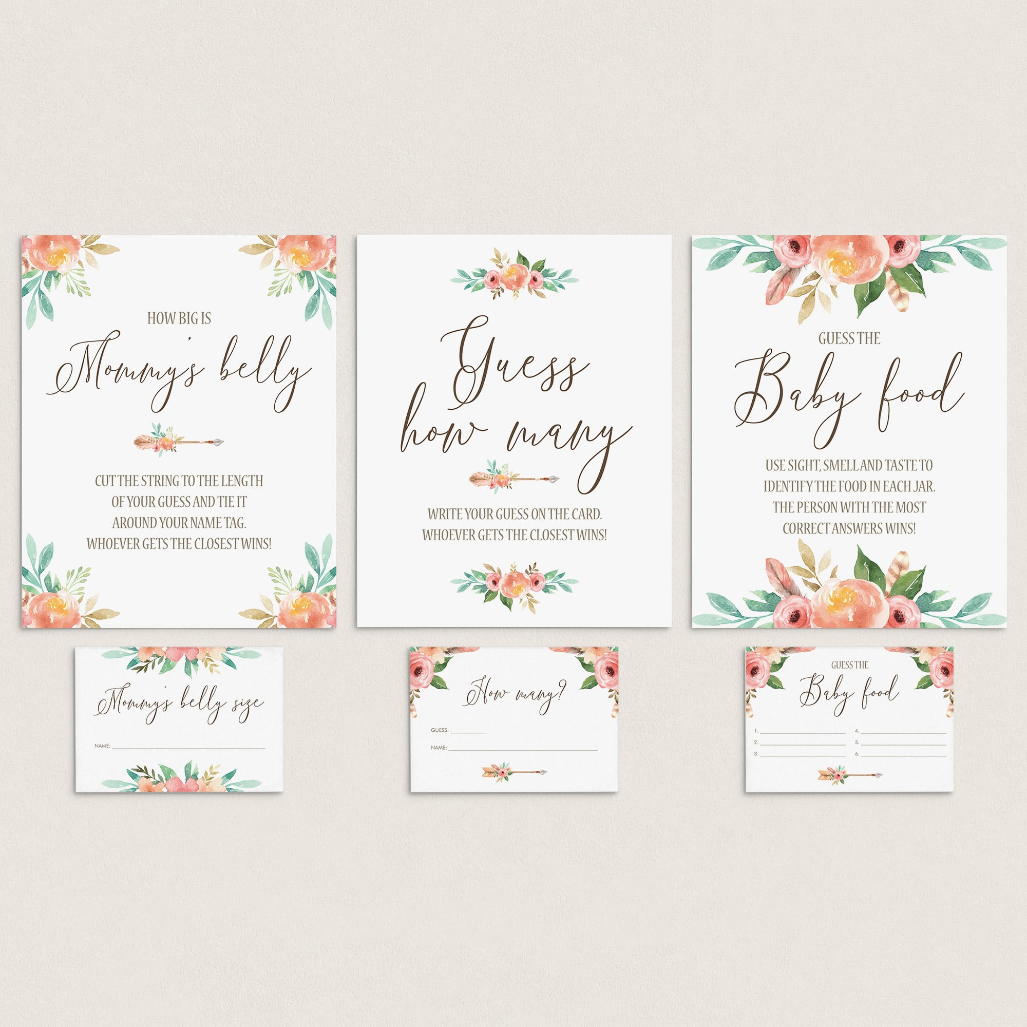 Boho Baby Shower Activities Guessing Games Set by LittleSizzle