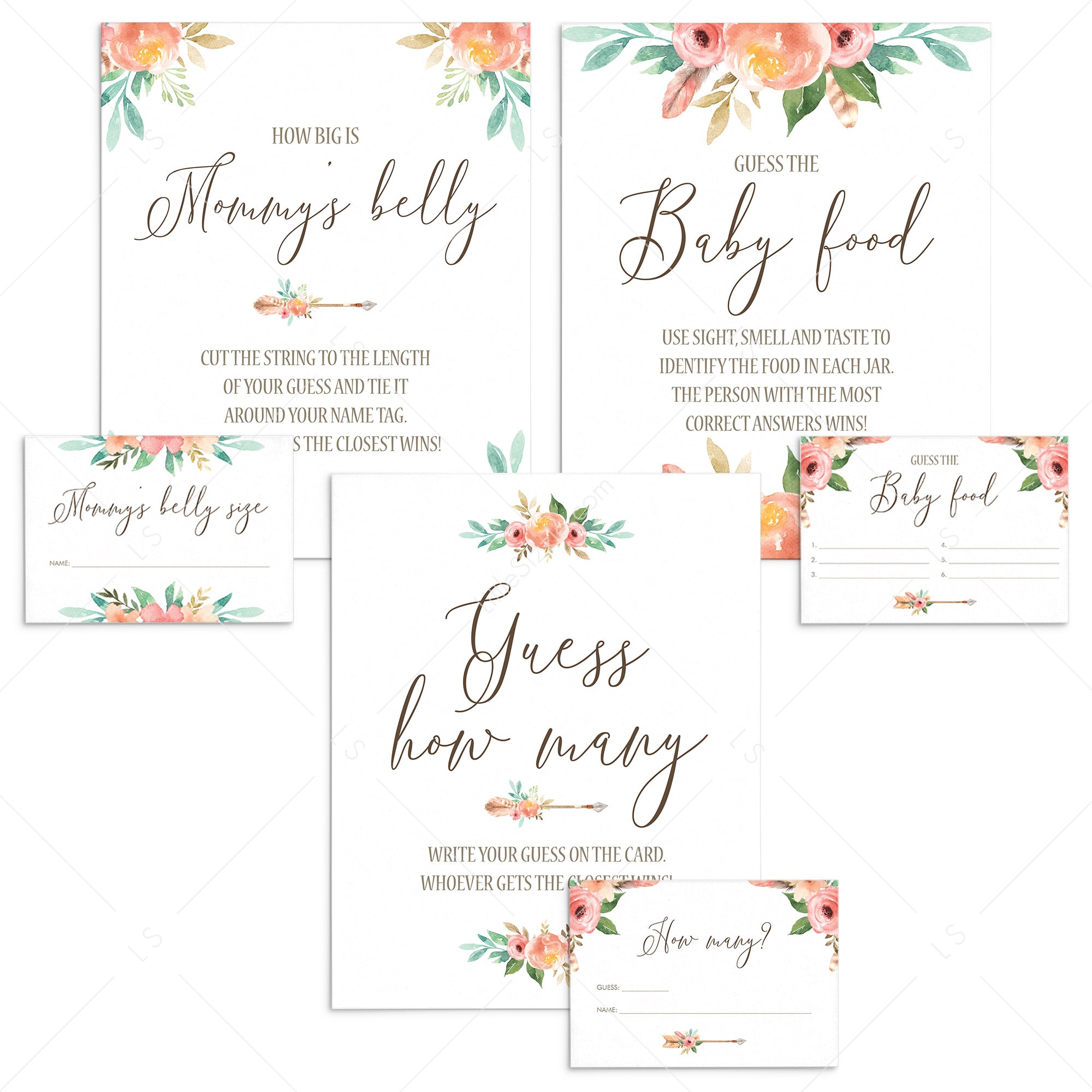 Boho Baby Shower Activities Guessing Games Set by LittleSizzle