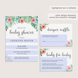 Floral Baby Shower Invitation Set Templates