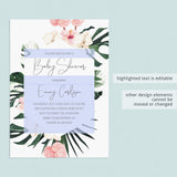 Botanical Baby Shower Invite Instant Download