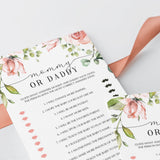 Printable mommy or daddy game for baby party blush floral by LittleSizzle