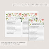 Blush Baby Shower Nursery Rhyme Quiz Game Printable & Virtual