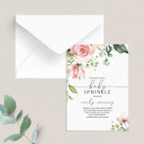 Blush Floral Baby Sprinkle Invitation Editable Template