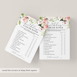 Ladies Birthday Party Game Ever or Never Printable