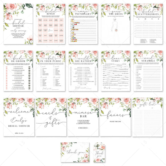 Blush Floral Bridal Shower Complete Bundle DIY Instant Download by LittleSizzle