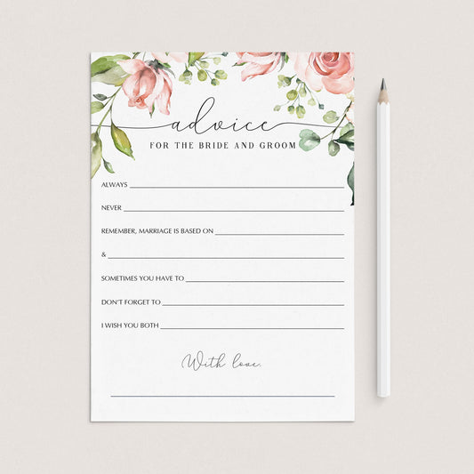 watercolor wedding advice cards printable
