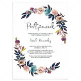 Postponed Bridal Shower Announcement Floral Template Instant Download by LittleSizzle