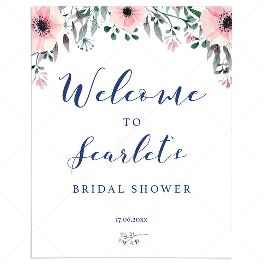 Pink Floral Welcome Poster Editable Template by LittleSizzle