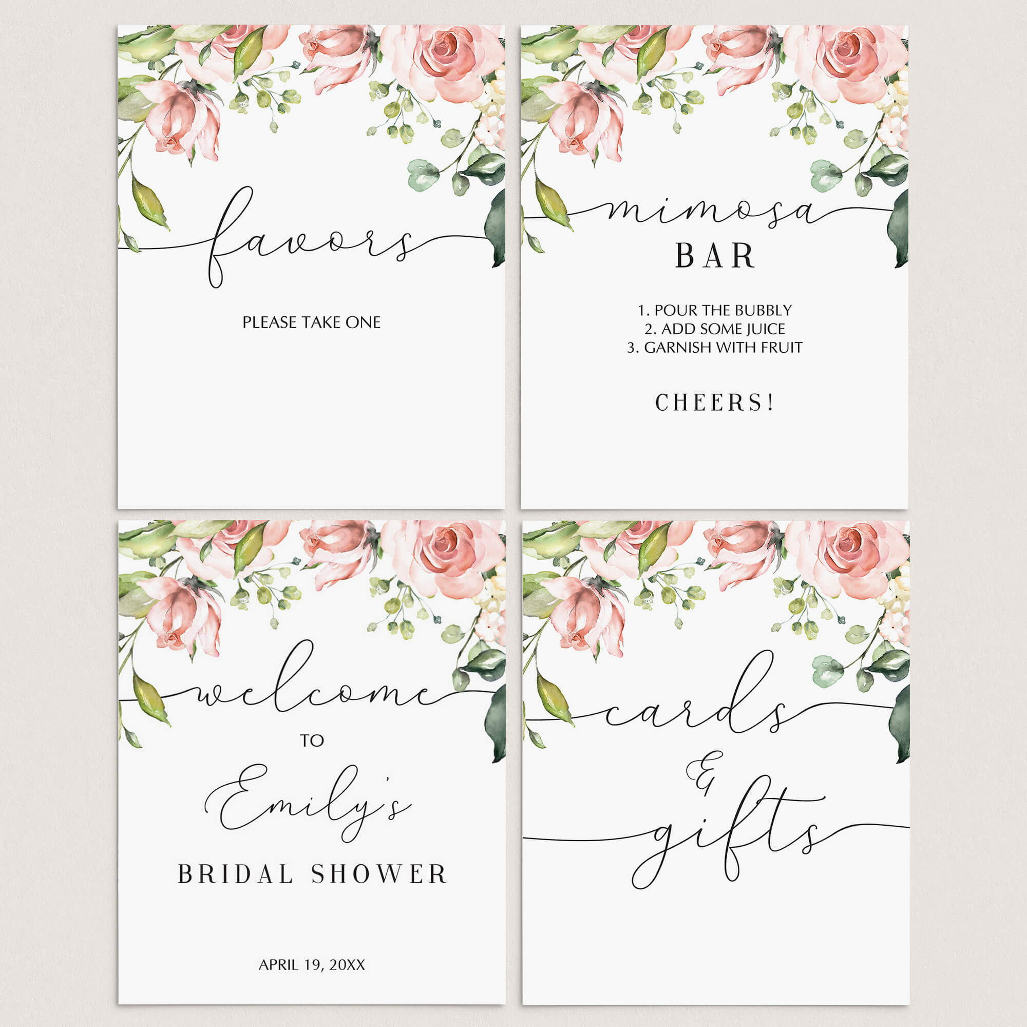 Blush Bridalshower Signs Package Printables by LittleSizzle