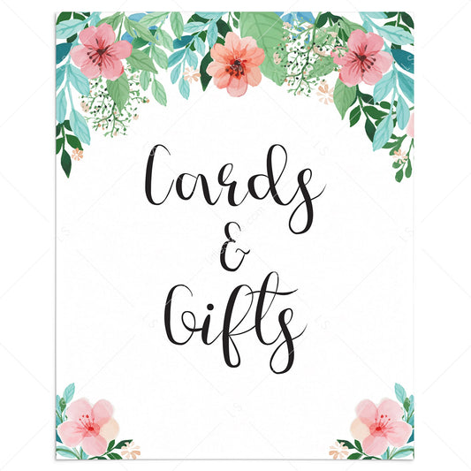 Pink and green floral party cards and gifts sign by LittleSizzle